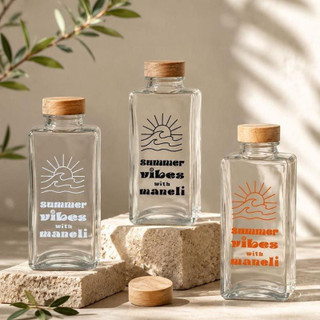 بطری شیشه ای درب چوبی مستطیل